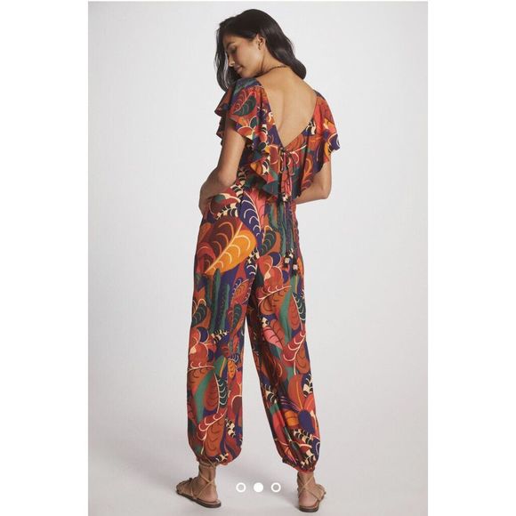 New Anthropologie Farm Rio Ruffled Jumpsuit size Xs - Picture 2 of 7
